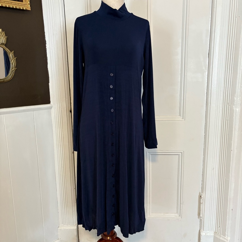 Chic Long Sleeve Navy Dress, vintage Carolyn Strauss, size medium, excellent